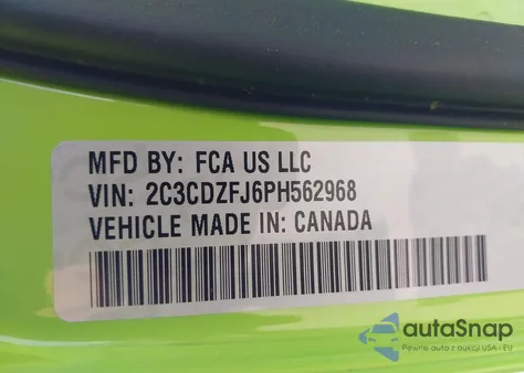 2023 Dodge Challenger R/T Scat Pack z USA, uszkodzony, nr VIN 2C3CDZFJ6PH562968